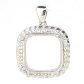Sterling Silver Semi Mount Pendant Setting Cushion Cu 24.5x24.5x20mm Halo Syzjewelry